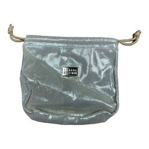 Stuart Weitzman Small Gold Leather Drawstring Pouch Elegant and Versatile